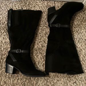Wide calf suede boots
